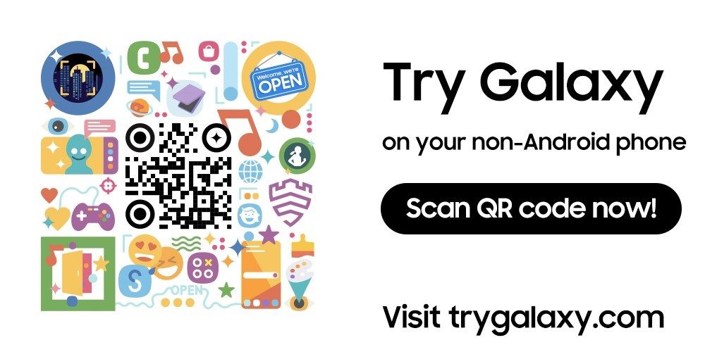 Samsung's Try Galaxy app QR code for non-Android users.