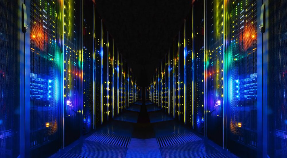 A server corridor for a supercomputer installation 