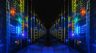 A server corridor for a supercomputer installation 