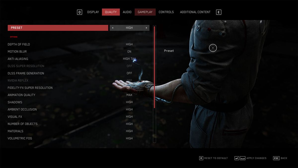Atomic Hearts settings menu
