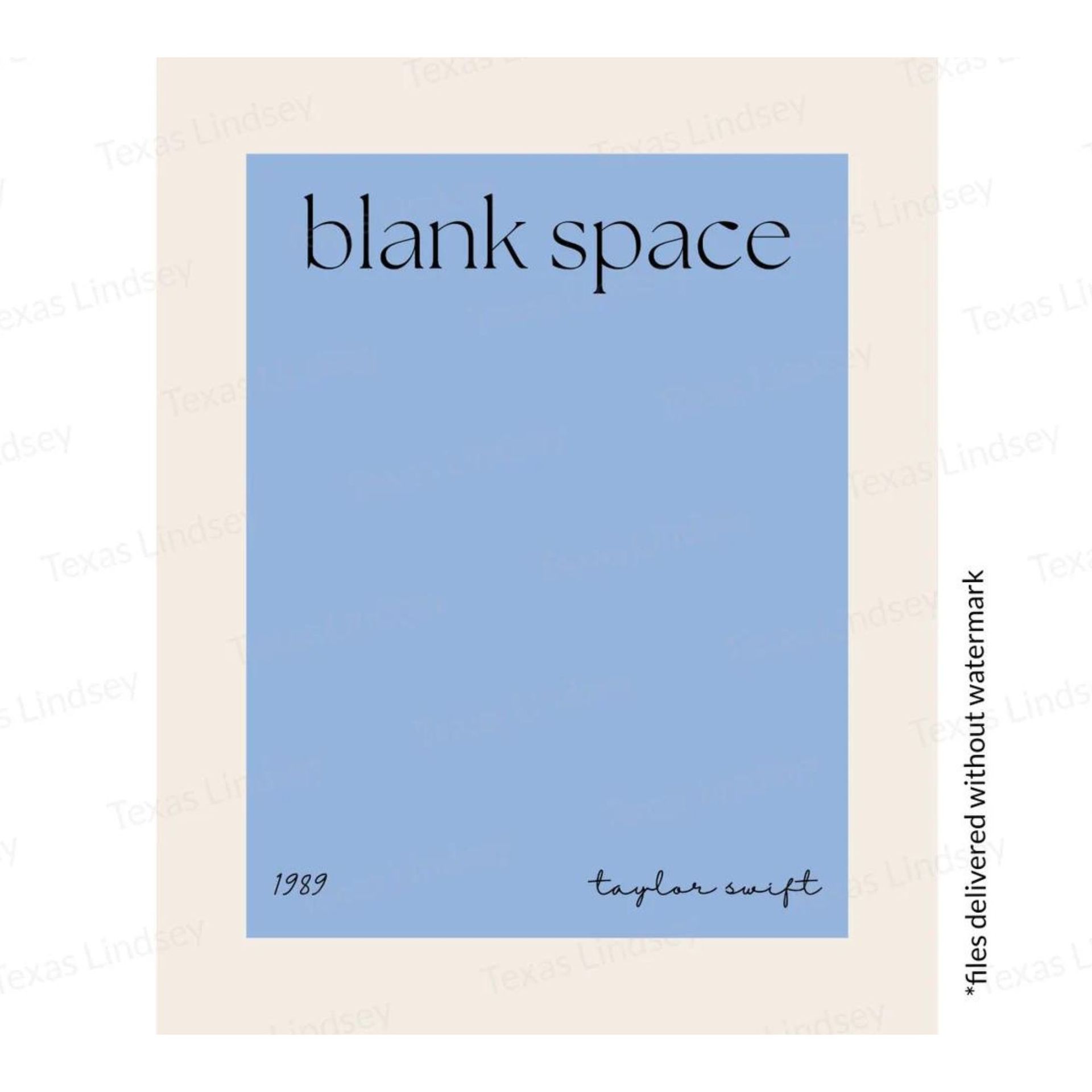 Cetakan seni minimalis berwarna biru pastel dengan tipografi dari tahun 1989