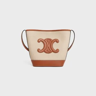 Celine, Small Bucket Cuir Triomphe in Textile and Calfskin