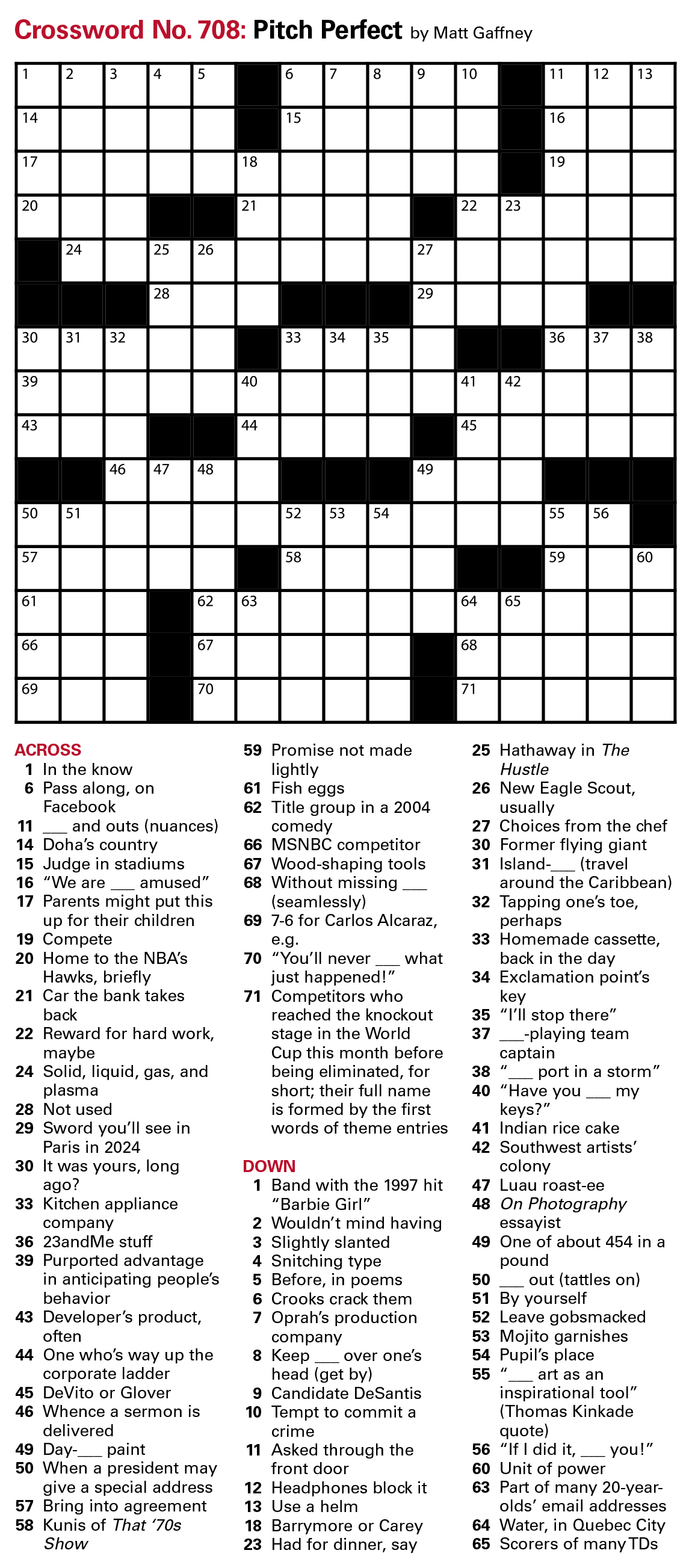 Puzzles: Printable Crossword - Issue: May 5, 2023