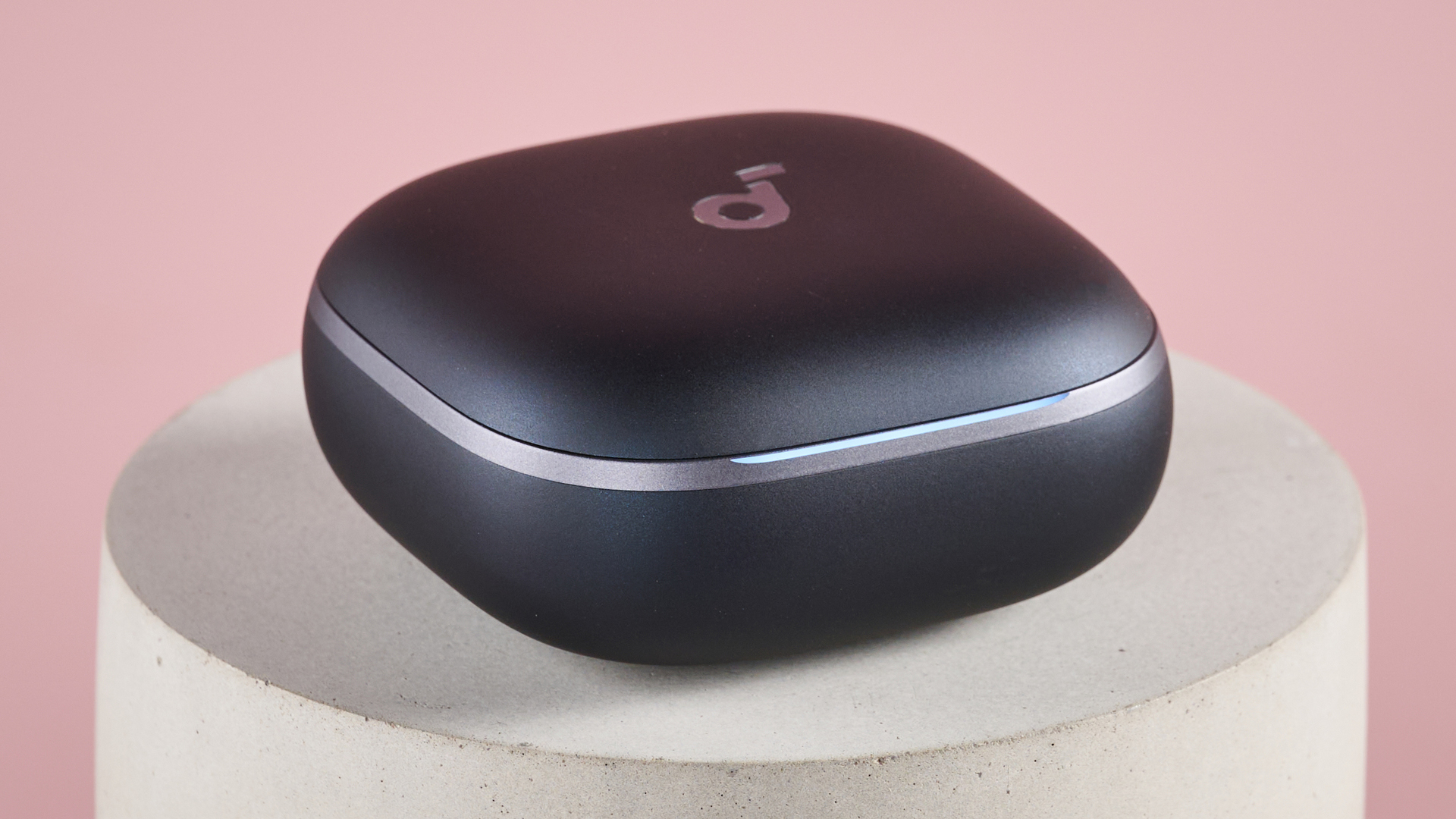 Anker Soundcore Liberty 5 charging case on circular surface