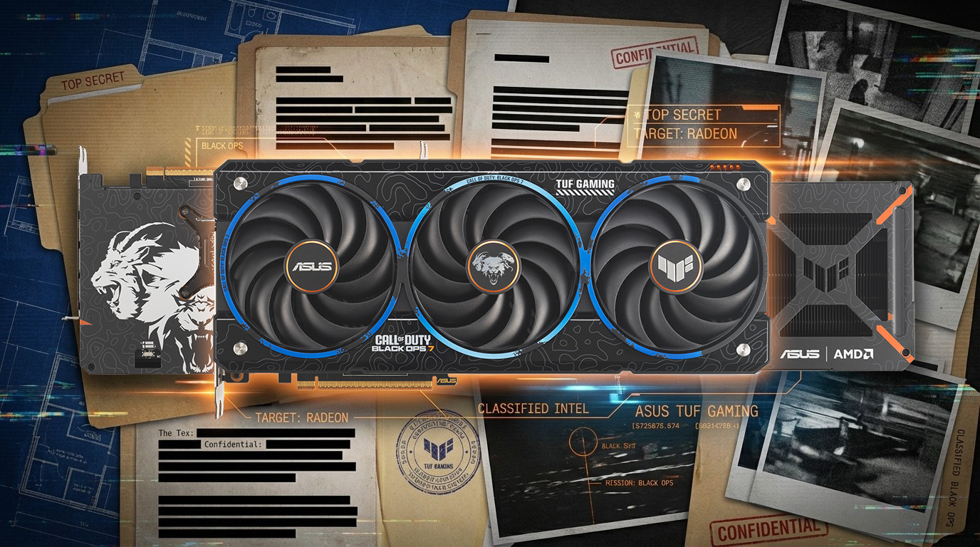 ASUS AMD TUF Gaming Radeon RX 9070 XT graphics card with Call of Duty: Black Ops 7 branding