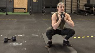 Amy Scott demonstrates goblet squat