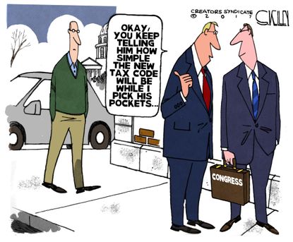 Political cartoon U.S. Congress GOP tax plan
