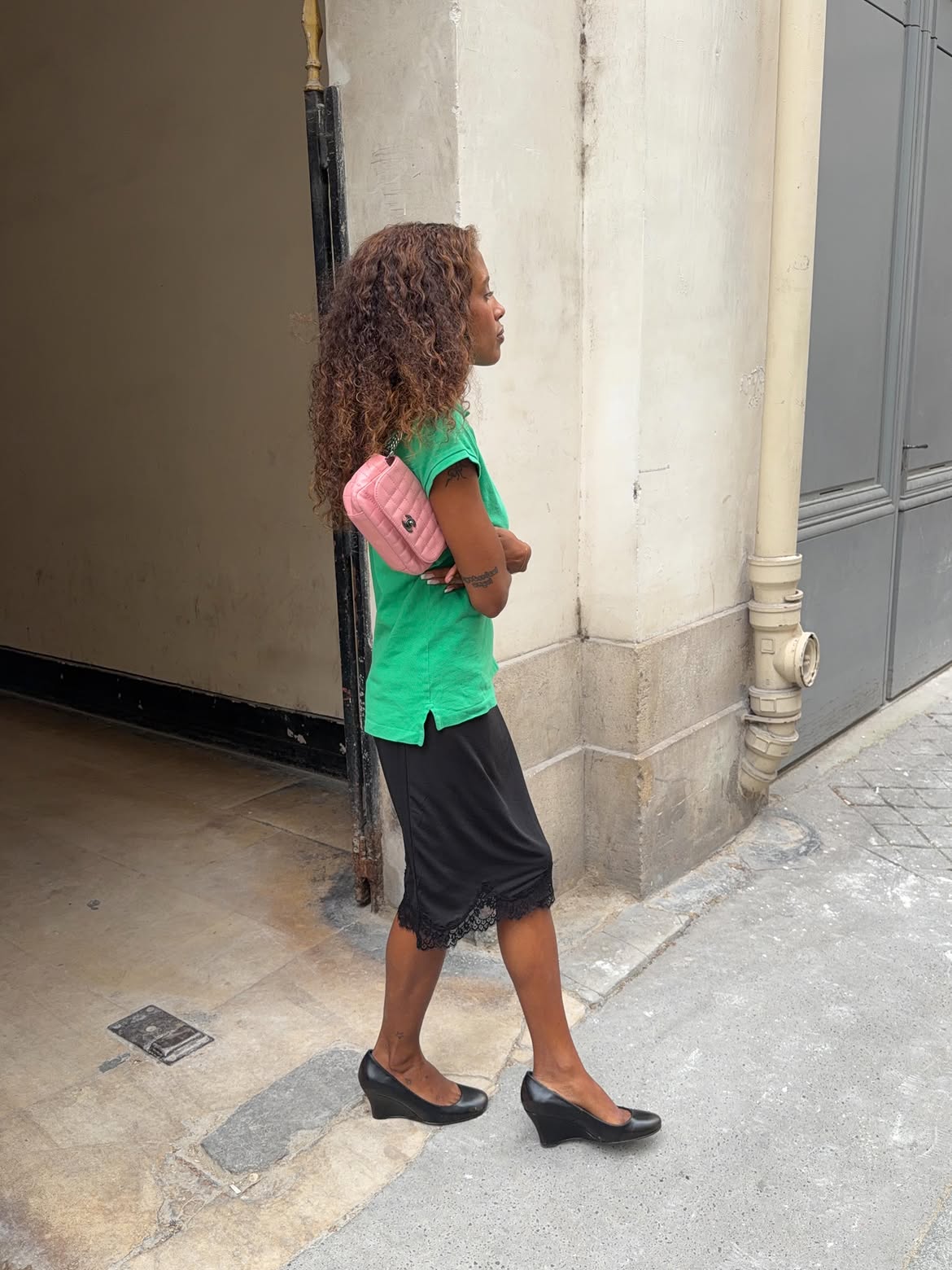 Marie-Victoire Tiangue in wedges.