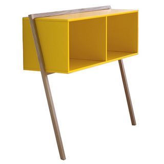 yellow coloured leaning console storage