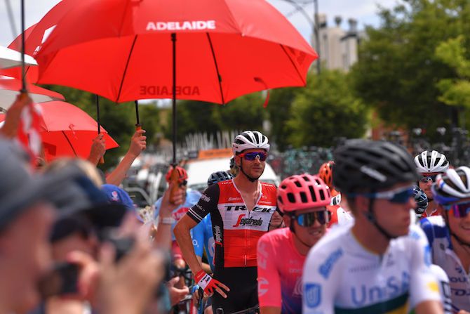 A focused Will Clarke (Trek-Segafredo) keeps cool at the 2019 Tour Down Under