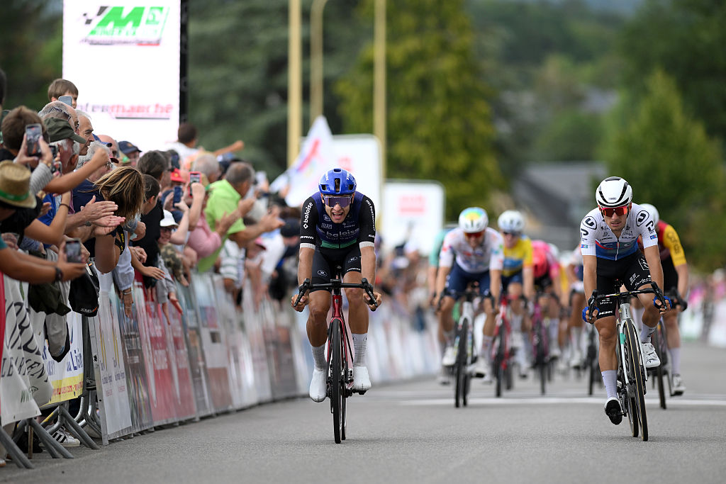 Daan Depuydt (Baloise Verzekeringen-Het Postbureau Lions) wins stage 3 of the 2026 Tour du Limousin-Perigord in Egletons, France. (Photo by Alex Broadway/Getty Images)