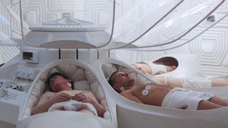 humans in cryo-pods aboard a spaceship