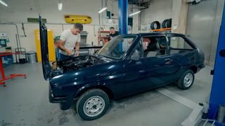 Mark Priestley working on a Ford Fiesta in Wheeler Dealers