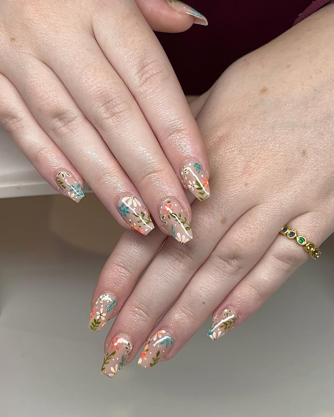 floral coffin nails