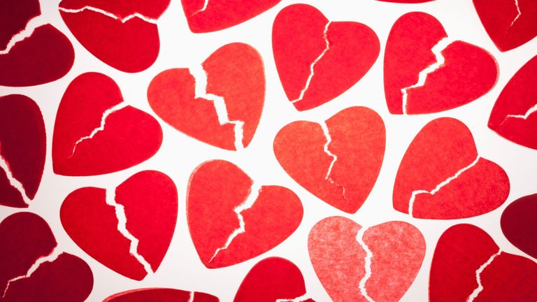 collage of broken hearts