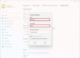 Windows 11 Settings format drive