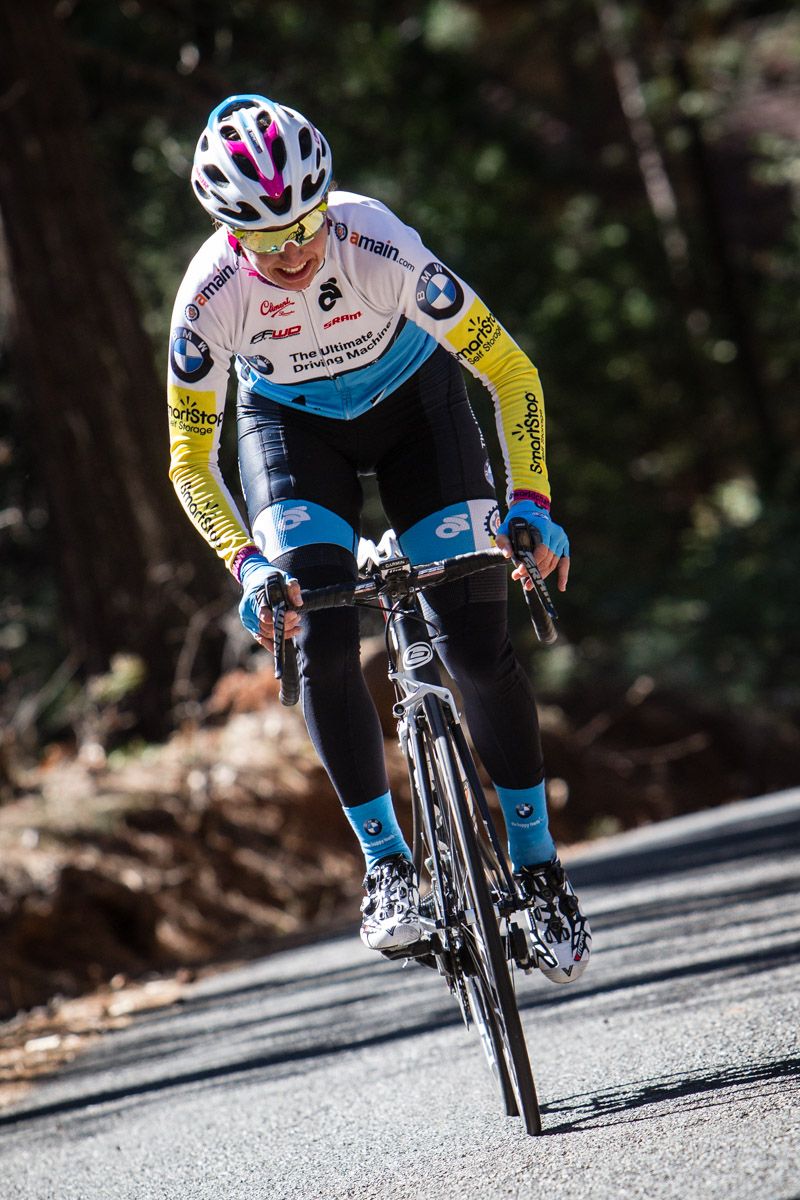 Liza Rachetto comes up one of the steep Chico climbs.