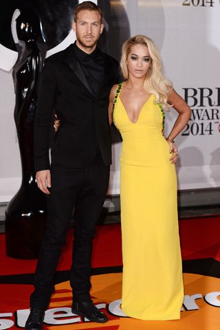 Calvin Harris and Rita Ora at the Brit Awards 2014