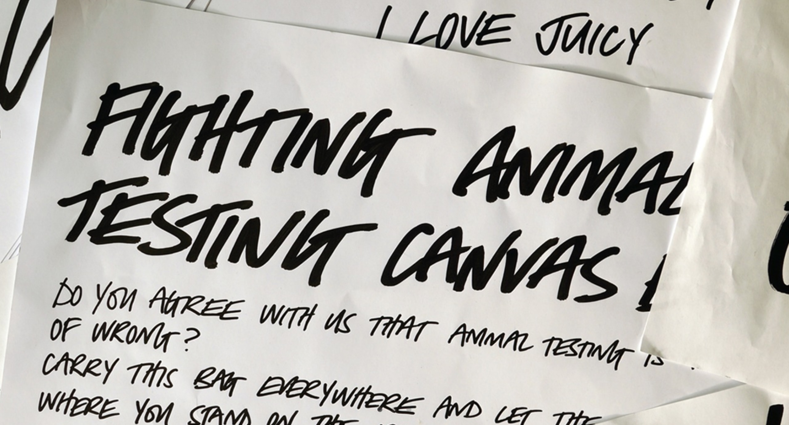 Photograph of handwritten font development for Lush cosmetics brand by Dalton Maag