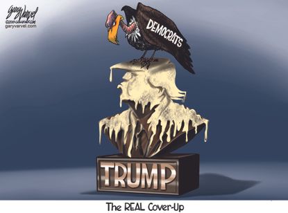 Political Cartoon U.S. Trump the real cover up democrats eagle Mueller report