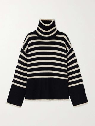 Striped Wool-Blend Turtleneck Sweater