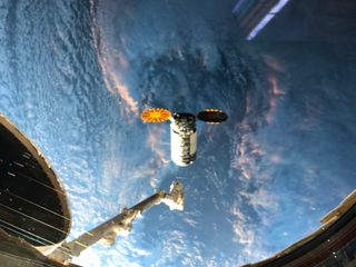 JAXA astronaut Soichi Noguchi captured this photo of the previous Cygnus cargo vessel, which launched on the NG-15 mission to the International Space Station in February.