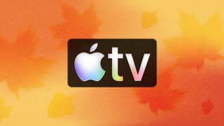 Apple TV logo on autumn themed background
