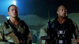 Channing Tatum and Dwayne Johnson standing next to each other in G. I. Joe: Retaliation