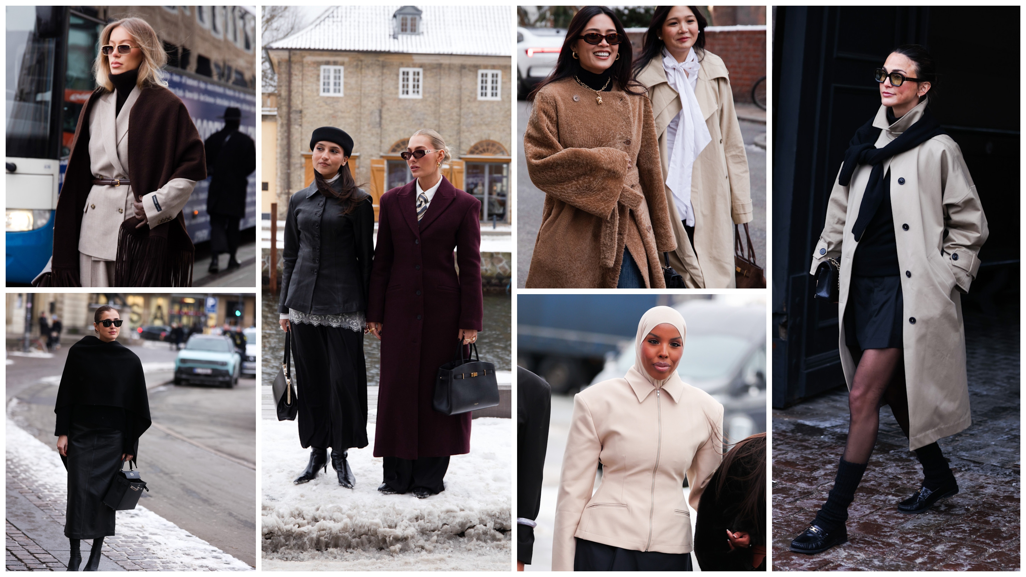 collage of women wearing minimalist outfits during copenhagen fashion week 