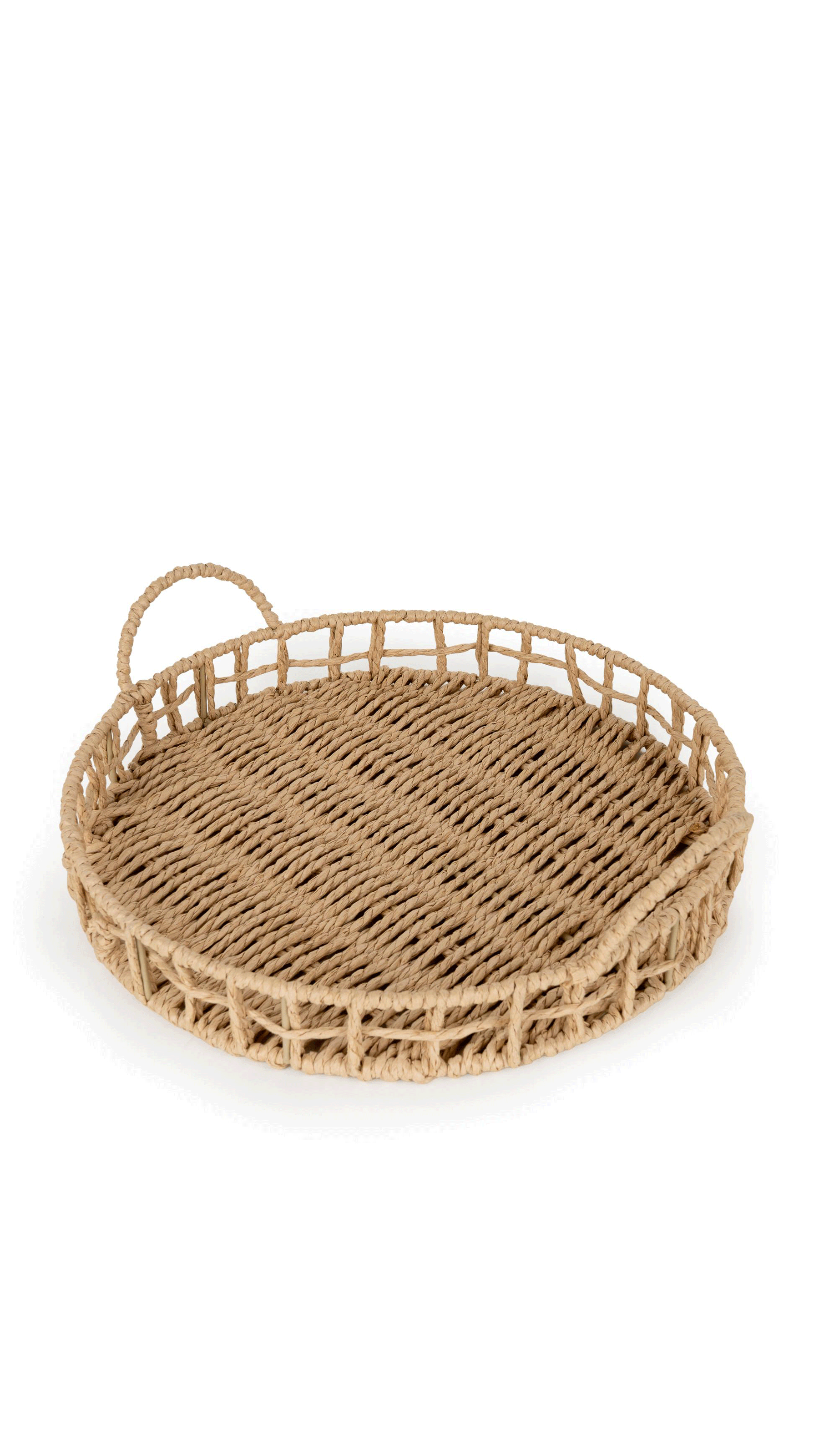 Candlelight Wicker Woven Circular Rattan Tray

