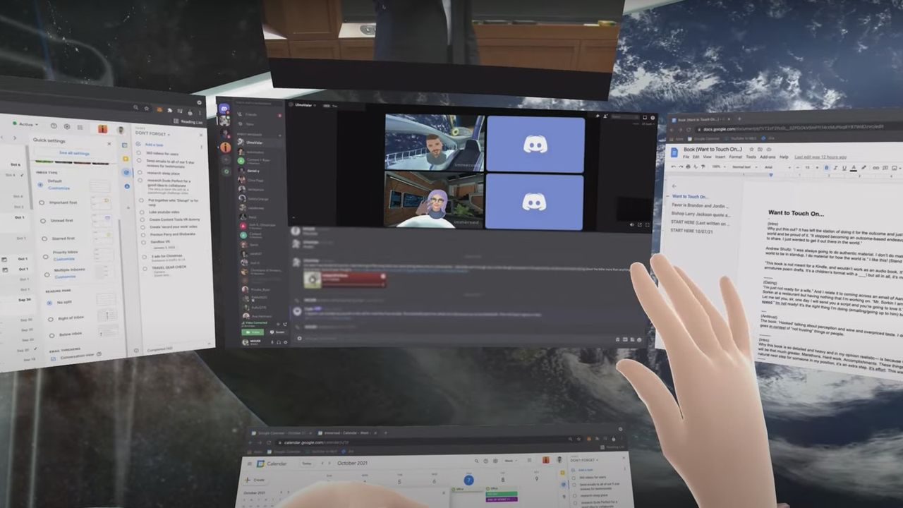 Virtual desktop in VR tool Immersed.