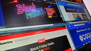Black Friday splash screens on different retailers