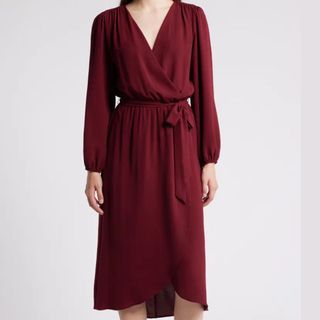 Connected Apparel Faux Wrap Dress