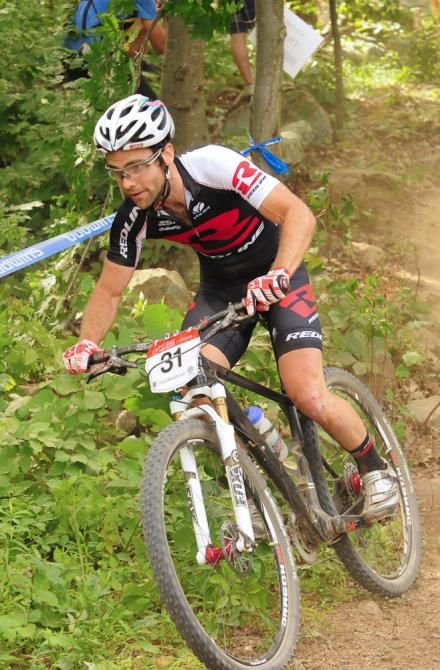 Justine Lindine (Redline) riding in the chase group
