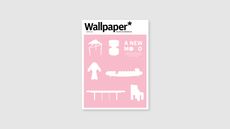 Wallpaper* January 2026 cover, pink with white silhouettes of furniture designs