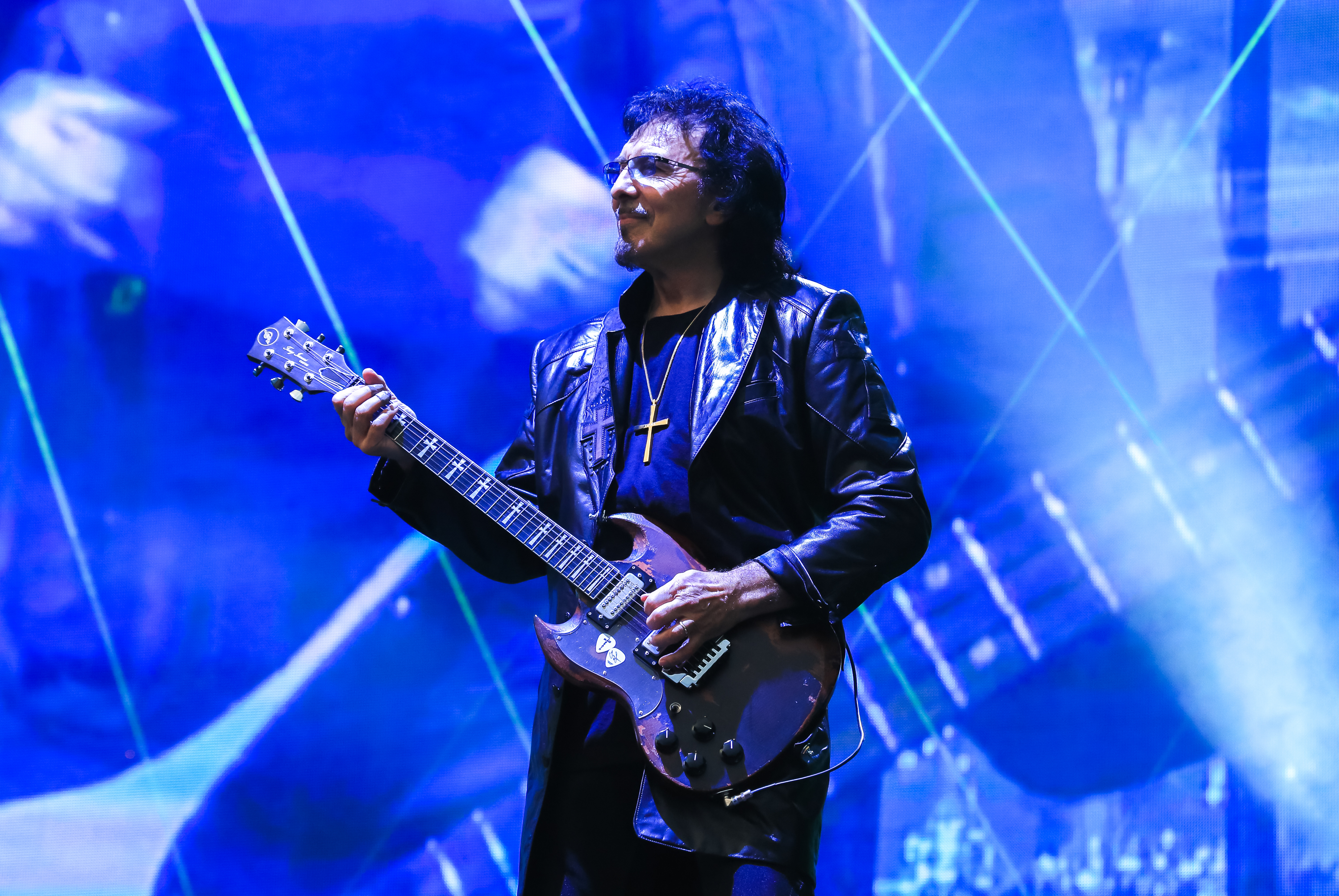 Tony Iommi of Black Sabbath performs on stage at British Summer Time Festival at Hyde Park on July 4, 2014 in London