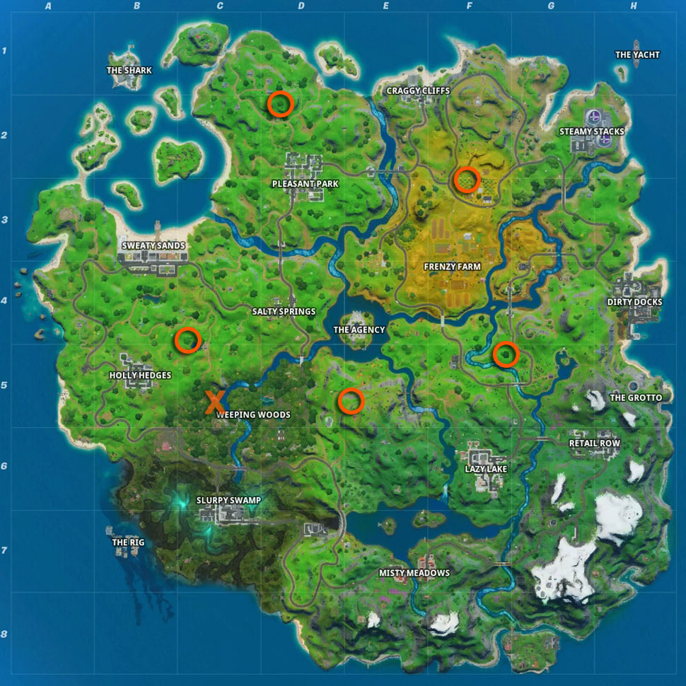 Fortnite Honey Pot locations map