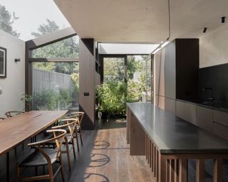 A kitchen floor made from engineered wood