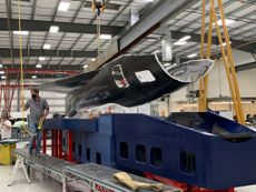 An image tweeted by Stratolaunch shows half a prototype skin for he company's Talon-A reusable hypersonic vehicle.