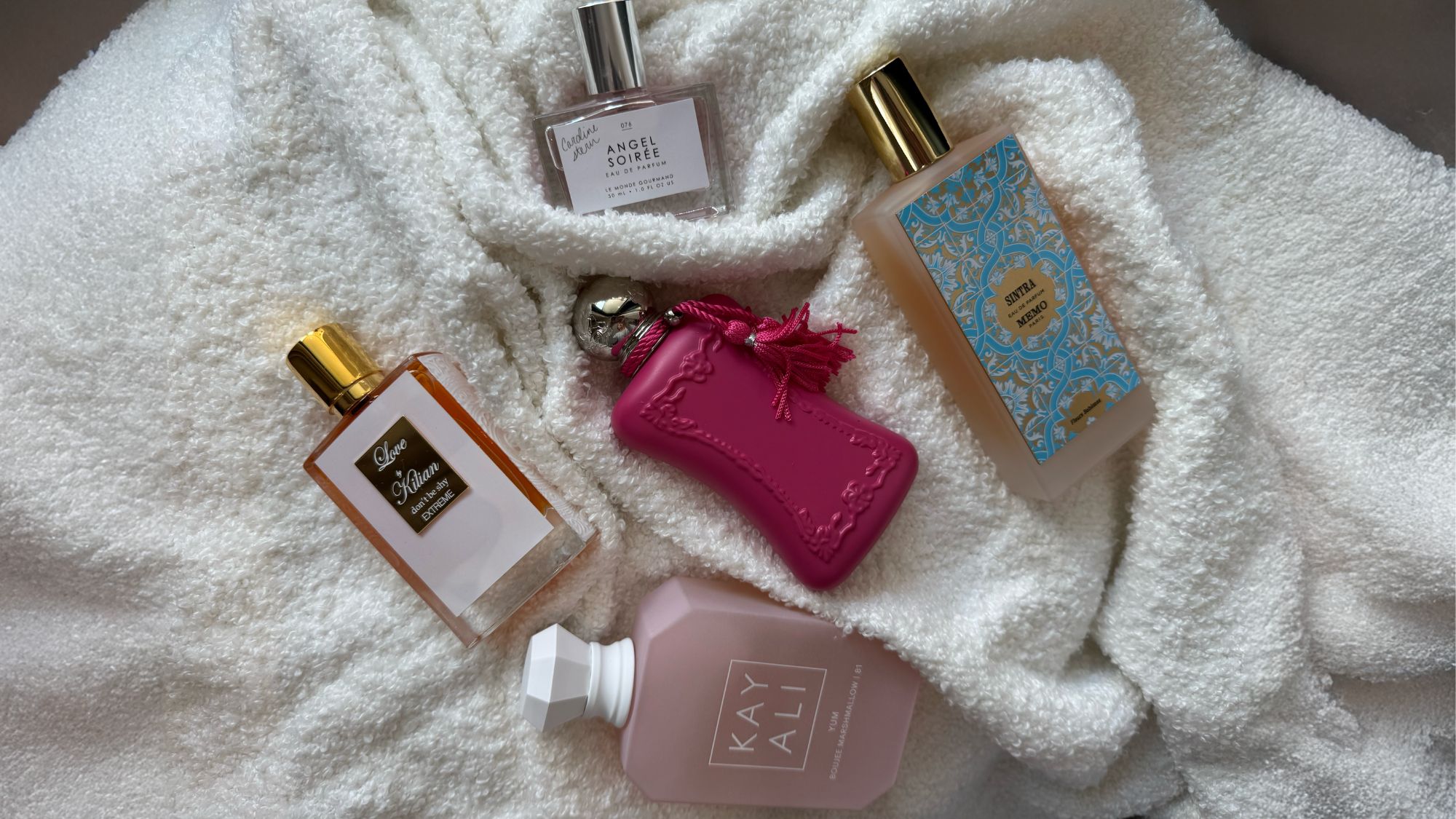 An image showing five fragrances.