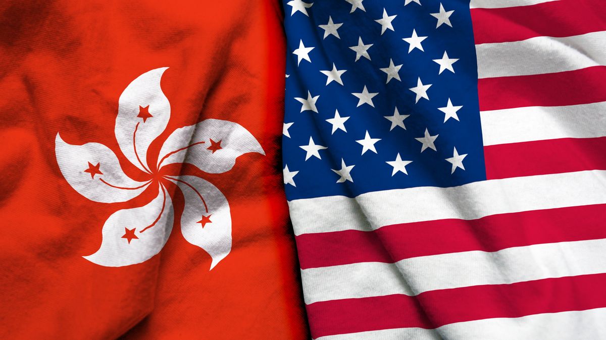 hong kong and u.s. flags