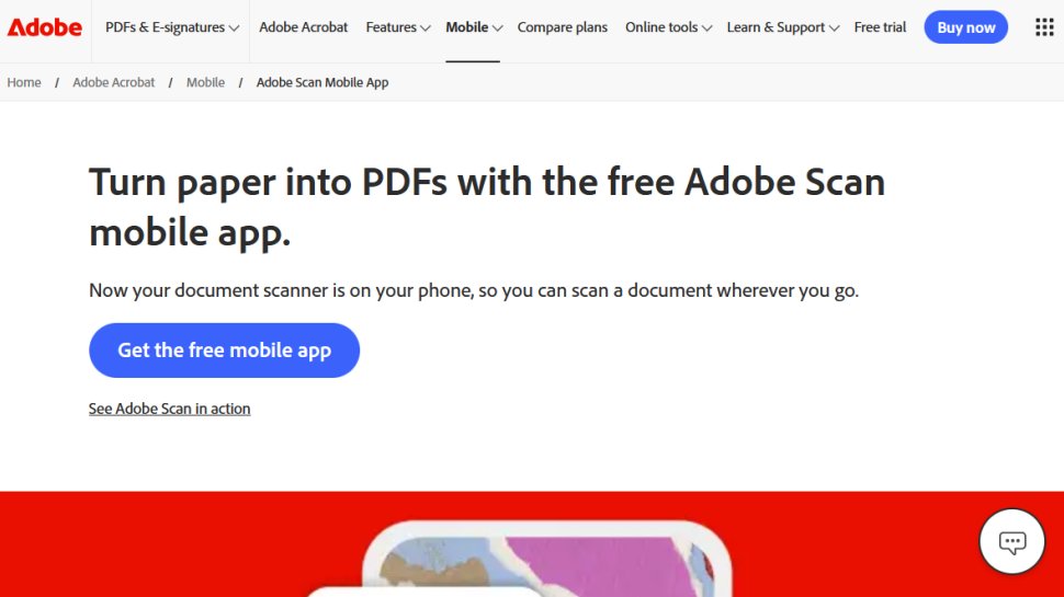 Adobe Scan website screenshot (October 2025).