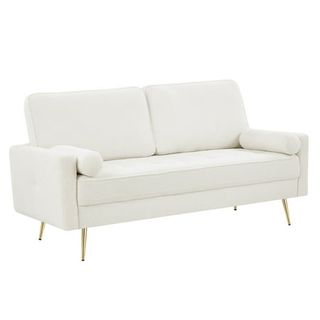 Homfa Boucle Fabric Loveseat With 2 Pillows