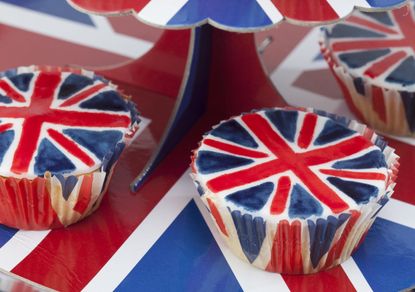 Homemade union jack cupcakes