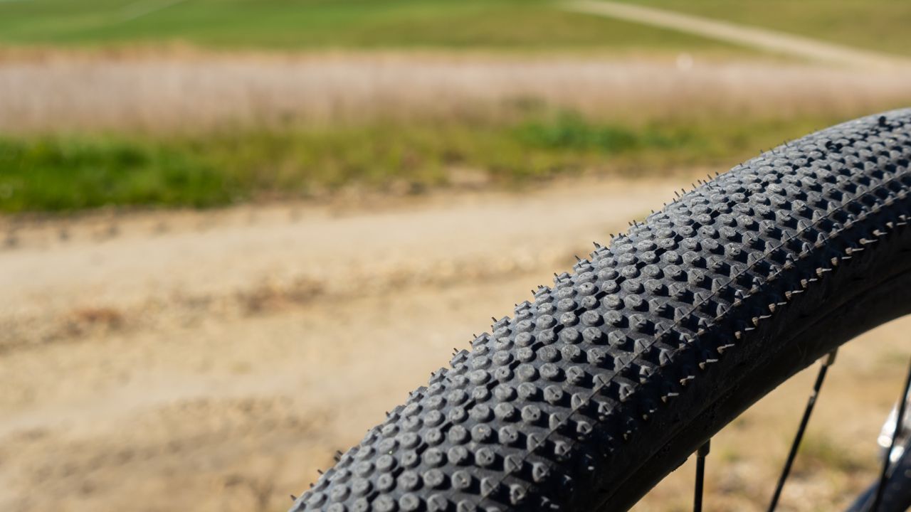 One of the best gravel bike tyres mounted on a rim