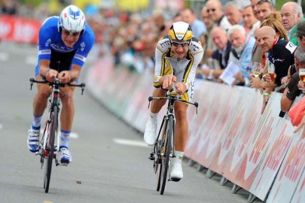 Two riders finish together