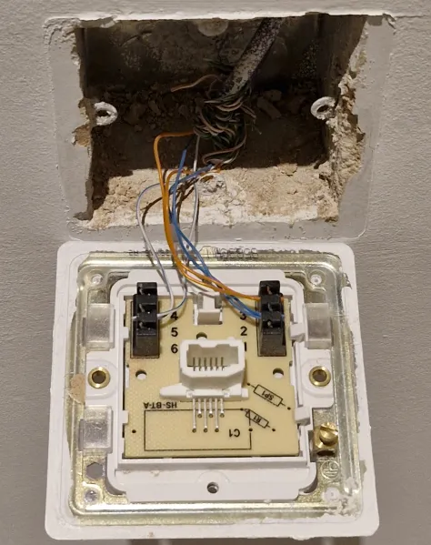 The state of the internal telephone wiring at The HFT Guy's house in the UK