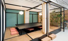 Detailed booth view of Tenoha, the Japanese co-working space and cafe in Milan, Italy