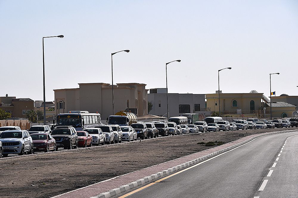 Cars stopped during stage 2 at the Tour of Qatar