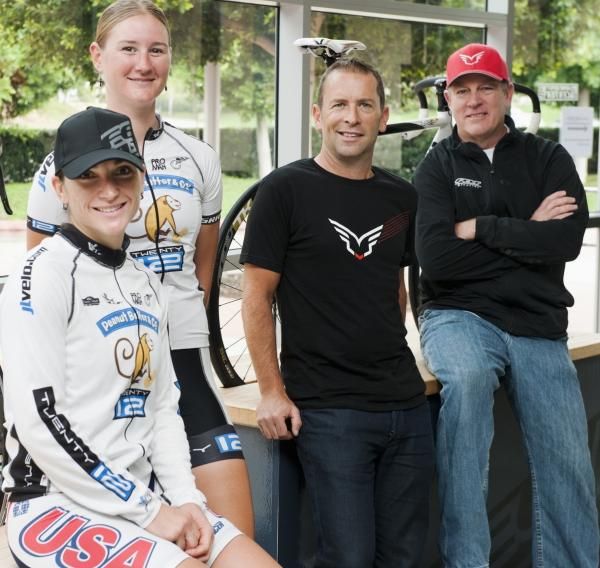 Cari Higgins and Lauren Tamayo with Pete Coulson and Doug Martin